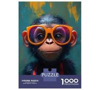 Rompecabezas para Adolescentes De 1000 Piezas Chimp with Sunglasses Rompecabezas para Adultos Juguete Decoración De Pared Carrera De Velocidad Manual Desafío Educativo 38x26cm/1000pcs