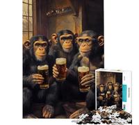 Rompecabezas para adolescentes de 1000 piezas Chimpancés disfrutando de una cerveza juntos Rompecabezas para adultos juguetes antiestrés que mejoran la memoria y son una actividad divertida para hacer