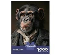 Rompecabezas para Adolescentes De 1000 Piezas Chimpanzee in Suit Portrait Rompecabezas para Adultos Juegos Relajantes Regalos para Mujeres Ayuda A Ejercitar El Cerebro 38x26cm/1000pcs