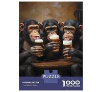 Rompecabezas para Adolescentes De 1000 Piezas Chimps Enjoy Beer Together Rompecabezas para Adultos Juegos Familiares Desafío Difícil Regalos De Cumpleaños Y Únicos 70x50cm/1000pcs