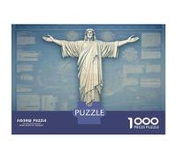 Rompecabezas para Adolescentes De 1000 Piezas Christ The Redeemer Statue Print Rompecabezas para Adultos Juegos Divertidos Desafío Difícil Regalo De Cumpleaños, Regalos, 70x50cm/1000pcs