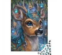 Rompecabezas para Adolescentes De 1000 Piezas Christmas Deer Fantasy Art Print Rompecabezas para Adultos Juego De Ingenio Patrón De Ensamblaje Cumpleaños Y Navidad 52x38cm/1000pcs
