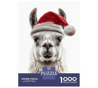 Rompecabezas para Adolescentes De 1000 Piezas Christmas Llama Wearing A Santa Hat Rompecabezas para Adultos Juegos Familiares Desafío Difícil Regalos De Cumpleaños Y Únicos 38x26cm/1000pcs