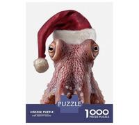 Rompecabezas Para Adolescentes De 1000 Piezas Christmas Octopus with Santa Hat Portrait Rompecabezas Para Adultos Juguete Decoración De Pared Carrera De Velocidad Manual Desafío Educativo 38x26cm/1000