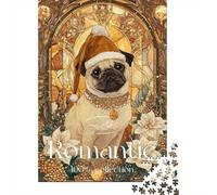 Rompecabezas para Adolescentes De 1000 Piezas Christmas Pug Art Print Rompecabezas para Adultos Juguetes Antiestrés Arte De Pared Regalos De Cumpleaños Y Únicos 38x26cm/1000pcs