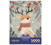 Rompecabezas para Adolescentes De 1000 Piezas Christmas Reindeer Illustration Rompecabezas para Adolescentes Juegos Relajantes para La Diversión Familiar Juego Desafiante Regalos 70x50cm/1000pcs