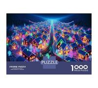 Rompecabezas para Adolescentes De 1000 Piezas Christmas Village Lights Rompecabezas para Adultos Juguete Decoración De Pared Carrera De Velocidad Manual Desafío Educativo 38x26cm/1000pcs