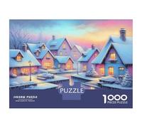 Rompecabezas para Adolescentes De 1000 Piezas Christmas Village Scene-4 Rompecabezas Juegos Familiares Carrera De Velocidad Manual Cumpleaños 70x50cm/1000pcs