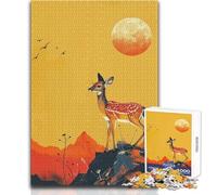 Rompecabezas para Adolescentes de 1000 Piezas, Ciervo bajo una Gran Luna, Juego Educativo Familiar, Juguete Decorativo decoración de Pared, tamaño 50x75cm