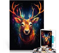 Rompecabezas para Adolescentes de 1000 Piezas Ciervo Colorido Dolor Oscuro BG Difícil y desafío Decoración artística del hogar 38x26cm