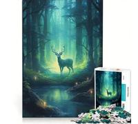 Rompecabezas para Adolescentes de 1000 Piezas: Ciervo en el Bosque Juego Misterioso e Imposible, Ideal para Reducir el estrés y como Regalo 50x75cm