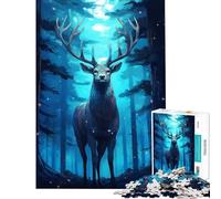 Rompecabezas para Adolescentes de 1000 Piezas Ciervo en el Bosque Misterioso Juego Familiar Juguete desafiante Gran Regalo para los Amantes de los Juegos y para aliviar el estrés (Tamaño 38x52cm)