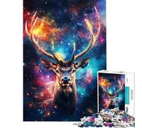 Rompecabezas para Adolescentes de 1000 Piezas Ciervo en el Cosmos Juego práctico e Intelectual Regalo Ideal para los Amantes de los Juegos Un Reto difícil (tamaño 38x52cm)