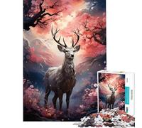 Rompecabezas para Adolescentes de 1000 Piezas Ciervo en el País de Las Maravillas Juego Familiar adictivo para Cultivar la Paciencia Gran Regalo para Juegos Que mejoran la Memoria (Tamaño 38x26cm)