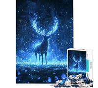 Rompecabezas para Adolescentes de 1000 Piezas Ciervo mágico en un Bosque Azul Desafío Educativo Decoración para el hogar Juego Educativo para Mayores de 14 años Juego de Rompecabezas Disponible