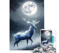 Rompecabezas para Adolescentes de 1000 Piezas Ciervo místico bajo la luz de la Luna Juego Imposible Educativo desafiante Juguete Regalo Divertido Ideal para Parejas (tamaño 38x26cm)
