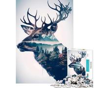 Rompecabezas para Adolescentes de 1000 Piezas Ciervos Bosque Animales Naturaleza Juego desafiante Juguetes Juego Imposible antiestrés Regalo de Amigo Invisible (tamaño 38x52cm)