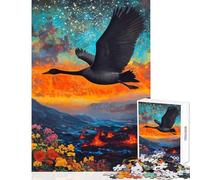 Rompecabezas para Adolescentes de 1000 Piezas Cisne Negro Volando sobre un Paisaje volcánico Juegos relajantes para la diversión Familiar Juguetes antiestrés Gran Regalo para los Amantes de los