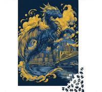 Rompecabezas para Adolescentes De 1000 Piezas City Dragon Illustration Art Print Rompecabezas para Adultos Juegos Relajantes Desafío Difícil Cumpleaños 38x26cm/1000pcs