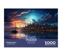 Rompecabezas para Adolescentes De 1000 Piezas City Skyline with Sailboat Rompecabezas para Adultos Juegos Relajantes Corte De Precisión Diversión En Casa Actividades, 38x26cm/1000pcs