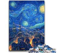 Rompecabezas para Adolescentes de 1000 Piezas: Ciudad bajo el Cielo Nocturno, Juegos de relajación, Juego Educativo para cumpleaños y Navidad, para Mayores de 14 años, 50x75cm