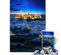Rompecabezas para Adolescentes de 1000 Piezas Ciudadela iluminada con Vistas a la Ciudad de Gozo por la Noche Actividades Divertidas para Hacer en casa Mejora la Memoria Juego práctico para Mayores