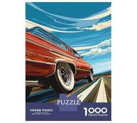 Rompecabezas para Adolescentes De 1000 Piezas Classic Car on The Road Rompecabezas para Adultos Juego Práctico Decoración De Pared Ayuda A Ejercitar El Cerebro 52x38cm/1000pcs
