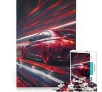 Rompecabezas para Adolescentes de 1000 Piezas Coche Deportivo Rojo a Toda Velocidad Juguete antiestrés desafío difícil fortalece el Amor Entre Parejas 50x75cm