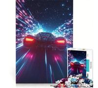 Rompecabezas para Adolescentes de 1000 Piezas Coche futurista a Toda Velocidad por el Espacio, Juguete antiestrés, Reto exigente, Que Mejora el Amor Entre Parejas 50x75cm