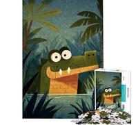 Rompecabezas para Adolescentes de 1000 Piezas Cocodrilo de Dibujos Animados en la Jungla Un Reto Educativo para divertirse en Familia Juguetes de Bricolaje Aptos para Mayores de 14 años (50x75cm)