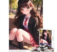 Rompecabezas para Adolescentes de 1000 Piezas Colegiala en un Parque Juguete para decoración de Pared Regalo de Amigo Secreto Juego Imposible Mejora el Amor Entre Parejas tamaño 50x75cm