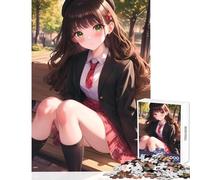 Rompecabezas para Adolescentes de 1000 Piezas Colegiala en un Parque Juguete para decoración de Pared Regalo de Amigo Secreto Juego Imposible Mejora el Amor Entre Parejas tamaño 38x52cm