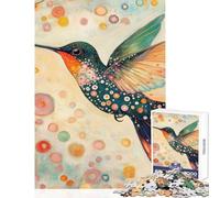 Rompecabezas para Adolescentes de 1000 Piezas Colibrí Flores Pájaro Gustav Klimt Juego práctico Arte para el hogar Decoración Juguetes Difícil y desafiante (38x26cm)