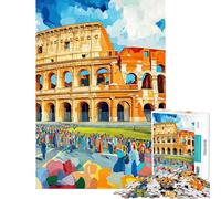 Rompecabezas para Adolescentes de 1000 Piezas Coliseo Acuarela Rompecabezas para Adultos Juego práctico Una Obra de Arte Interacción Entre Padres e Hijos (tamaño 50x75cm)