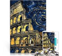 Rompecabezas para Adolescentes de 1000 Piezas Coliseo de Roma Visto Desde el Cielo Nocturno Juego Intelectual Buen Regalo 75x50cm