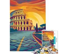 Rompecabezas para Adolescentes de 1000 Piezas Coliseo Puesta de Sol Juegos relajantes Juguete Intelectual Regalos para Mujeres y Hombres una Obra de Arte (tamaño 38x26cm)