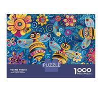 Rompecabezas para Adolescentes De 1000 Piezas Colorful Bees and Flowers Art Print Rompecabezas para Adolescentes Juegos Relajantes Regalos para Mujeres para Cumpleaños, Navidad 52x38cm/1000pcs