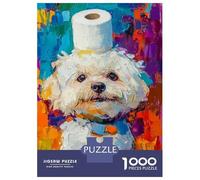 Rompecabezas para Adolescentes De 1000 Piezas Colorful Canine with Toilet Paper Rompecabezas para Adolescentes Juegos Relajantes para La Diversión Familiar Juego Desafiante Regalos 70x50cm/1000pcs