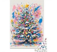 Rompecabezas para Adolescentes De 1000 Piezas Colorful Christmas Tree Art Print Rompecabezas para Adultos Juego De Ingenio Aliviador del Estrés 38x26cm/1000pcs