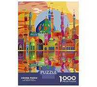 Rompecabezas para Adolescentes De 1000 Piezas Colorful Cityscape Reflections Rompecabezas para Adultos Juegos Relajantes para La Diversión Familiar 70x50cm/1000pcs