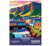 Rompecabezas Para Adolescentes De 1000 Piezas Colorful Coastal Village with Boats Rompecabezas Para Adultos Juguete Decoración De Pared Mejora La Memoria Regalos De Cumpleaños Y Únicos 52x38cm/1000pcs