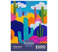 Rompecabezas para Adolescentes De 1000 Piezas Colorful Desert Cactus Art Print Rompecabezas para Adultos Juegos Relajantes Corte De Precisión Diversión En Casa Actividades, 52x38cm/1000pcs