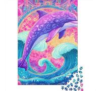 Rompecabezas para Adolescentes De 1000 Piezas Colorful Dolphin Art Print Rompecabezas para Adultos Juego Familiar Regalos para Mujeres Cumpleaños Y Navidad 70x50cm/1000pcs