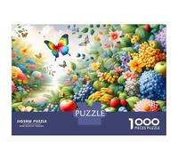 Rompecabezas para Adolescentes De 1000 Piezas Colorful Garden with Butterflies Rompecabezas para Adultos Juegos Relajantes Desafío Difícil Cumpleaños Y Navidad 70x50cm/1000pcs