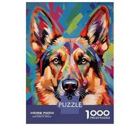Rompecabezas para Adolescentes De 1000 Piezas Colorful German Shepherd Rompecabezas para Adultos Juegos Relajantes Regalo De Cumpleaños Diversión En Casa Actividades, 38x26cm/1000pcs