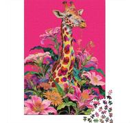 Rompecabezas para Adolescentes De 1000 Piezas Colorful Giraffe Art Print-1 Rompecabezas para Adolescentes Juegos Relajantes Alivia El Estrés 38x26cm/1000pcs