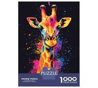 Rompecabezas para Adolescentes De 1000 Piezas Colorful Giraffe Portrait Rompecabezas para Adultos Juguetes Antiestrés Decoración De Pared Interacción Entre Padres E Hijos 52x38cm/1000pcs