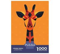 Rompecabezas Para Adolescentes De 1000 Piezas Colorful Giraffe Vector Portrait on Bright Orange Rompecabezas Para Adultos Juego De Ingenio Mejora La Memoria Regalos Para Amigos Y Familiares 38x26cm/10