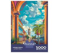Rompecabezas para Adolescentes De 1000 Piezas Colorful Havana Cuba Cityscape Illustration Rompecabezas para Adultos Juego Familiar Alivia El Estrés Interacción Entre Padres E Hijos 38x26cm/1000pcs