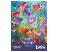 Rompecabezas para Adolescentes De 1000 Piezas Colorful Heart Balloons Painting Rompecabezas para Adultos Juegos Relajantes para La Diversión Familiar 38x26cm/1000pcs